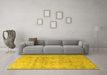 Machine Washable Persian Yellow Traditional Rug in a Living Room, wshtr2052yw