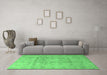 Machine Washable Persian Emerald Green Traditional Area Rugs in a Living Room,, wshtr2052emgrn