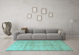 Machine Washable Persian Light Blue Traditional Rug in a Living Room, wshtr2052lblu