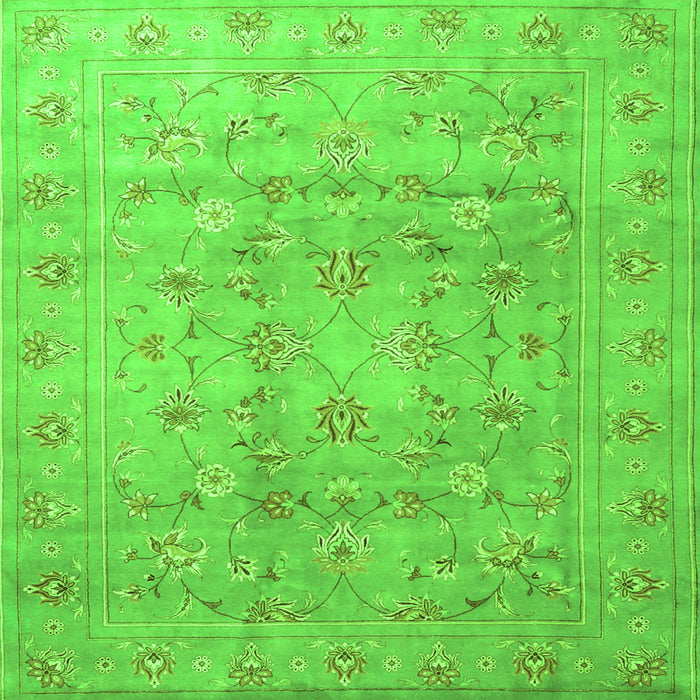 Round Machine Washable Persian Green Traditional Area Rugs, wshtr2052grn