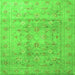 Round Machine Washable Persian Green Traditional Area Rugs, wshtr2052grn