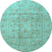 Round Persian Light Blue Traditional Rug, tr2052lblu