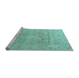 Sideview of Machine Washable Persian Light Blue Traditional Rug, wshtr2052lblu