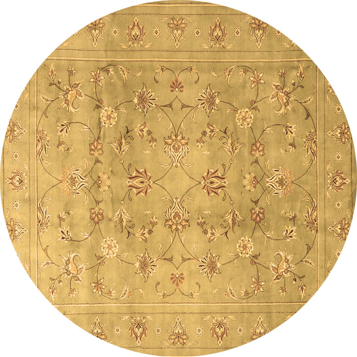 Round Persian Brown Traditional Rug, tr2052brn