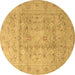 Round Persian Brown Traditional Rug, tr2052brn