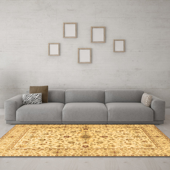 Machine Washable Persian Brown Traditional Rug in a Living Room,, wshtr2053brn