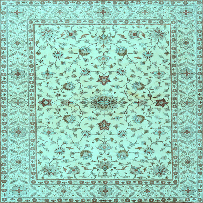 Square Machine Washable Persian Light Blue Traditional Rug, wshtr2053lblu