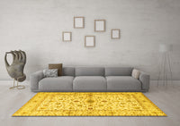 Machine Washable Persian Yellow Traditional Rug, wshtr2053yw