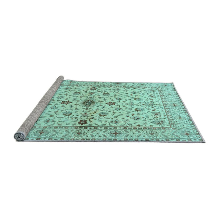 Sideview of Machine Washable Persian Light Blue Traditional Rug, wshtr2053lblu