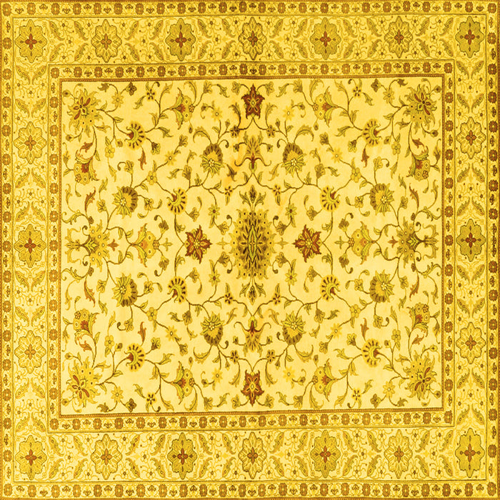 Square Machine Washable Persian Yellow Traditional Rug, wshtr2053yw