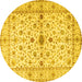 Round Persian Yellow Traditional Rug, tr2053yw