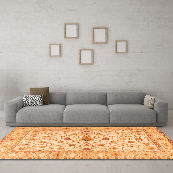 Machine Washable Persian Orange Traditional Area Rugs in a Living Room, wshtr2053org