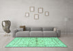 Machine Washable Persian Turquoise Traditional Area Rugs in a Living Room,, wshtr2053turq