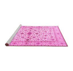 Sideview of Machine Washable Persian Pink Traditional Rug, wshtr2053pnk