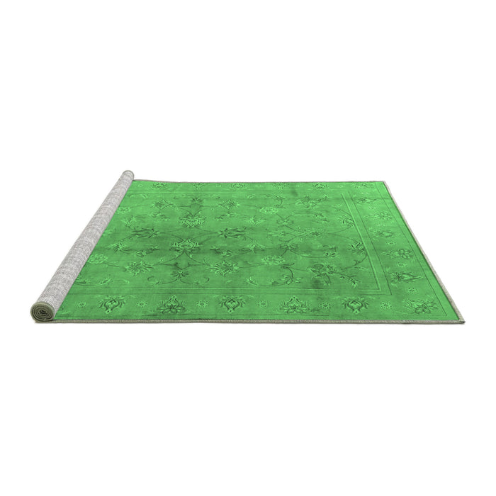 Sideview of Machine Washable Persian Emerald Green Traditional Area Rugs, wshtr2054emgrn
