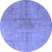 Round Persian Blue Traditional Rug, tr2054blu