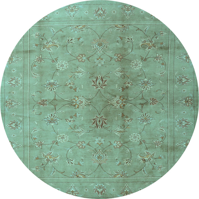 Round Machine Washable Persian Light Blue Traditional Rug, wshtr2054lblu