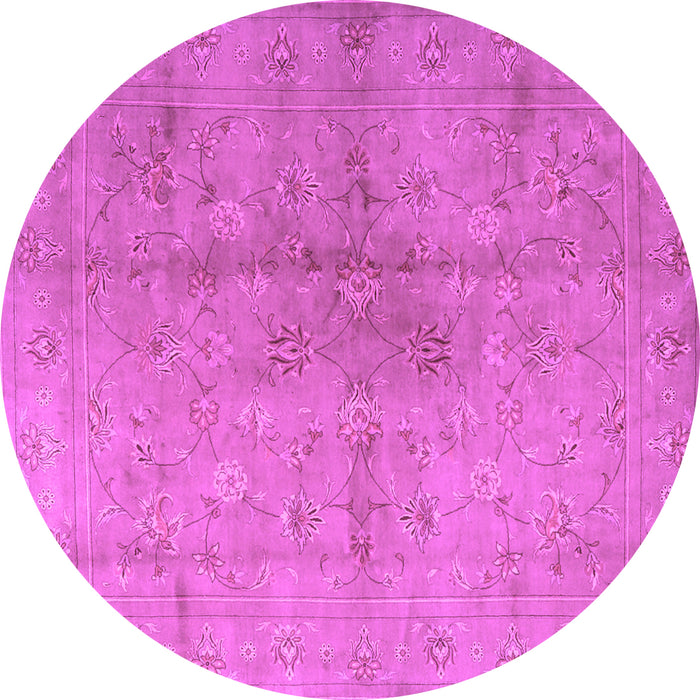 Round Machine Washable Persian Purple Traditional Area Rugs, wshtr2054pur