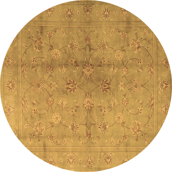 Round Machine Washable Persian Brown Traditional Rug, wshtr2054brn