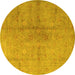 Round Persian Yellow Traditional Rug, tr2054yw