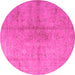 Round Persian Pink Traditional Rug, tr2054pnk