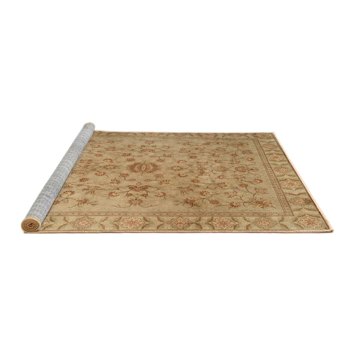 Sideview of Machine Washable Traditional Sand Brown Rug, wshtr2055