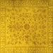 Square Machine Washable Persian Yellow Traditional Rug, wshtr2055yw