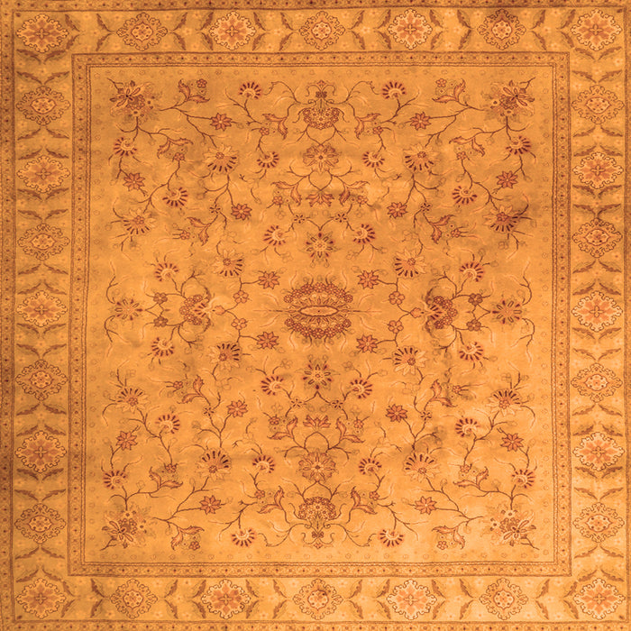 Round Machine Washable Persian Orange Traditional Area Rugs, wshtr2055org
