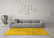 Machine Washable Persian Yellow Traditional Rug in a Living Room, wshtr2055yw