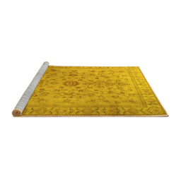 Sideview of Machine Washable Persian Yellow Traditional Rug, wshtr2055yw