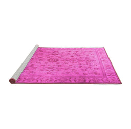 Sideview of Machine Washable Persian Pink Traditional Rug, wshtr2055pnk