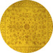 Round Persian Yellow Traditional Rug, tr2055yw