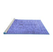 Sideview of Machine Washable Persian Blue Traditional Rug, wshtr2055blu