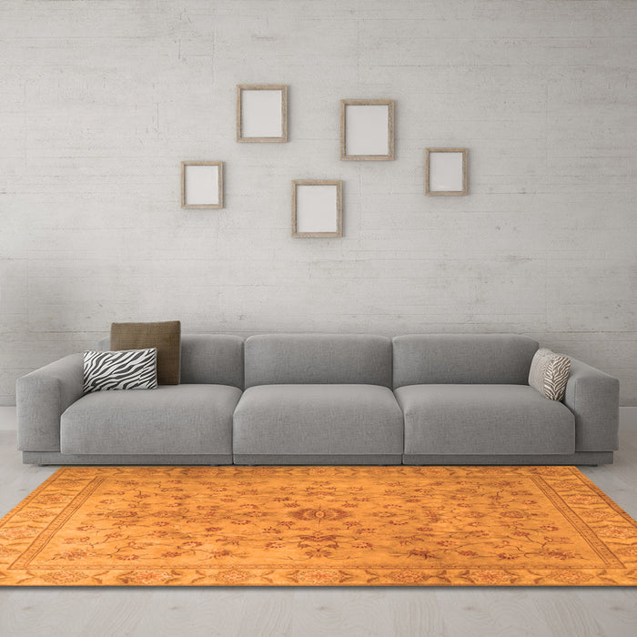 Machine Washable Persian Orange Traditional Area Rugs in a Living Room, wshtr2055org