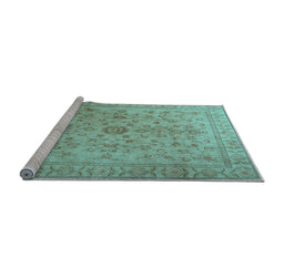 Sideview of Machine Washable Persian Light Blue Traditional Rug, wshtr2055lblu