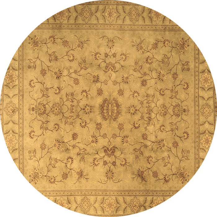 Round Machine Washable Persian Brown Traditional Rug, wshtr2055brn