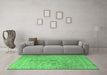 Machine Washable Persian Emerald Green Traditional Area Rugs in a Living Room,, wshtr2055emgrn