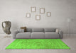 Machine Washable Persian Green Traditional Area Rugs in a Living Room,, wshtr2055grn