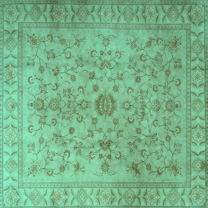 Square Machine Washable Persian Turquoise Traditional Area Rugs, wshtr2055turq