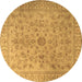 Round Persian Brown Traditional Rug, tr2055brn