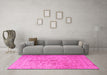 Machine Washable Persian Pink Traditional Rug in a Living Room, wshtr2055pnk