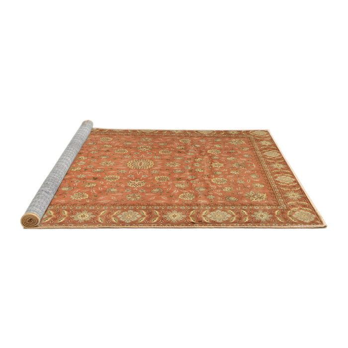 Sideview of Machine Washable Traditional Orange Rug, wshtr2056