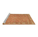 Sideview of Machine Washable Traditional Orange Rug, wshtr2056