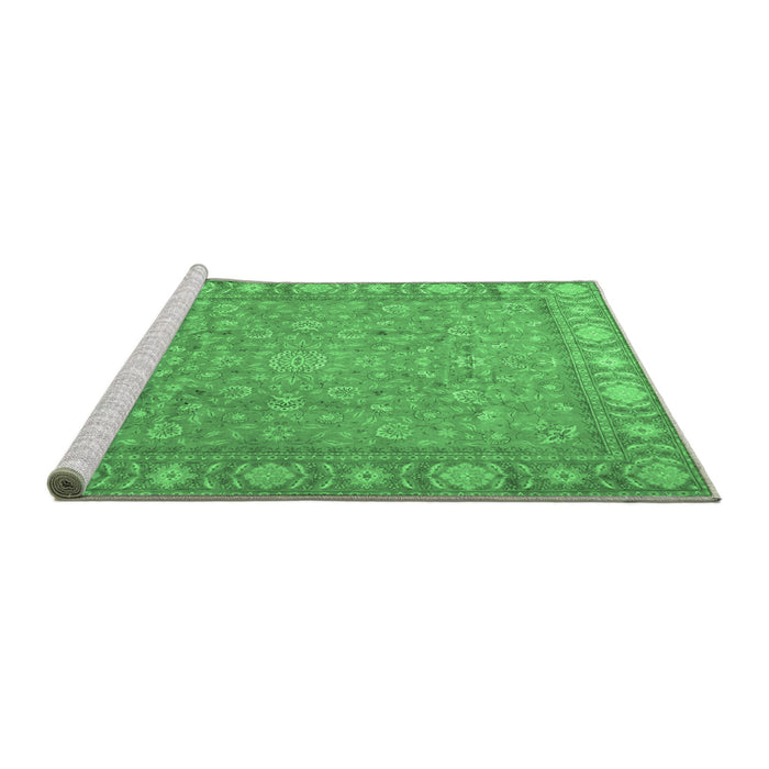 Sideview of Machine Washable Persian Emerald Green Traditional Area Rugs, wshtr2056emgrn