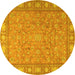 Round Persian Yellow Traditional Rug, tr2056yw