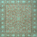 Square Machine Washable Persian Light Blue Traditional Rug, wshtr2056lblu