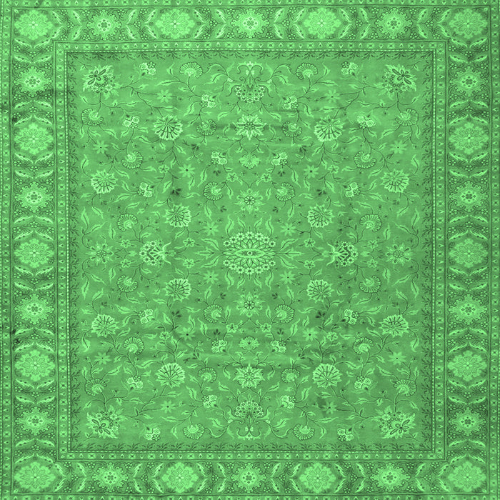 Square Machine Washable Persian Emerald Green Traditional Area Rugs, wshtr2056emgrn