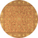 Round Persian Brown Traditional Rug, tr2056brn