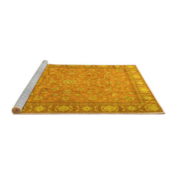 Sideview of Machine Washable Persian Yellow Traditional Rug, wshtr2056yw