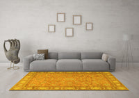 Machine Washable Persian Yellow Traditional Rug, wshtr2056yw